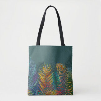 Bolso De Tela Hojas de palma de color tropical. Hojas de neón ar