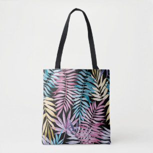 Bolso De Tela Hojas de palma: patrón oscuro de acuarela