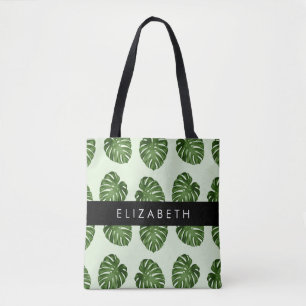 Bolso De Tela Hojas de palma, patrón tropical, nombre