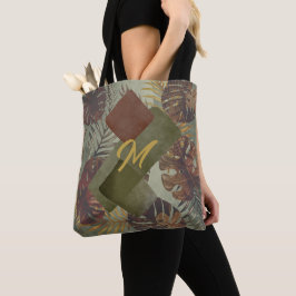 Bolso De Tela Hojas de palma retro tropical monstera de los años