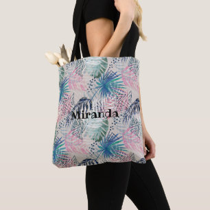 Bolso De Tela Hojas de palma, tropicales, botánicas, hojas, jung
