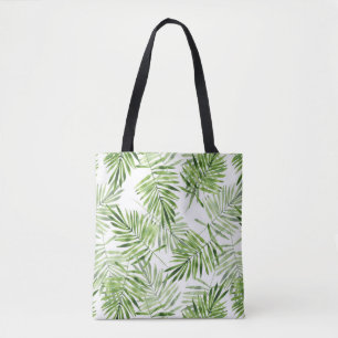 Bolso De Tela Hojas de palma verdes. Patrón de color de agua