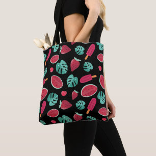 Bolso De Tela Hojas de pavimento, cereza, fresa y sandía