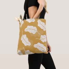 Bolso De Tela Hojas Doradas Y Blancas