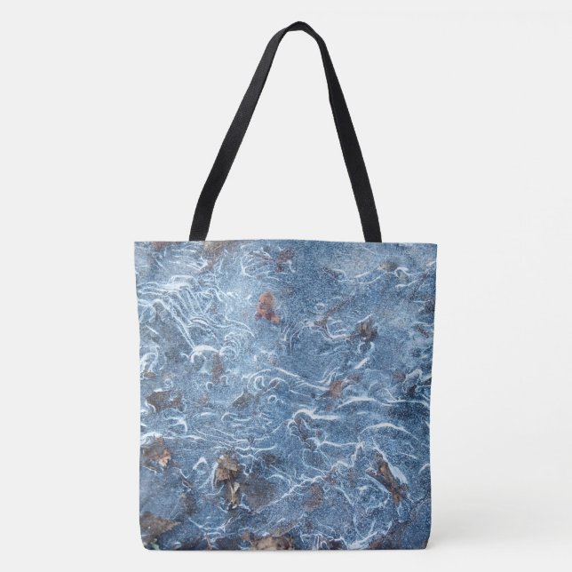 Bolso De Tela Hojas En Hielo (Azul) (Anverso)