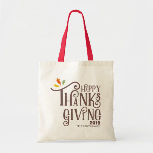 Bolso De Tela Hojas felices de la caída de la acción de gracia