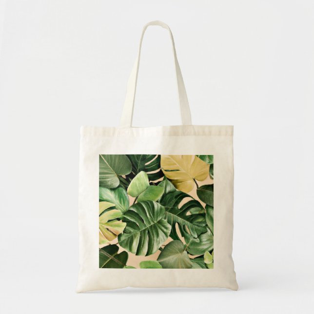 Bolso De Tela Hojas florales/hawaianas/tropicales (Frente)