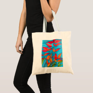 Bolso De Tela hojas naranjas Arte acuático original de otoño