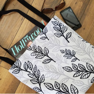 Bolso De Tela Hojas negras y grises