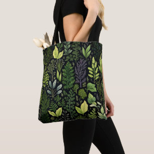 Bolso De Tela Hojas oscuras