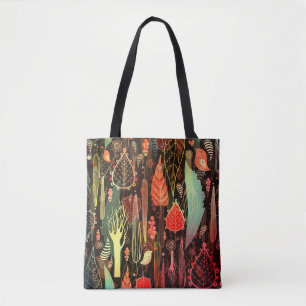 Bolso De Tela Hojas otoñales: patrón oscuro sin costura.