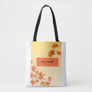 Bolso De Tela Hojas Otoñales Rústicas Follaje de Otoño Personali