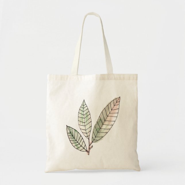 Bolso De Tela hojas pintadas a mano (Frente)