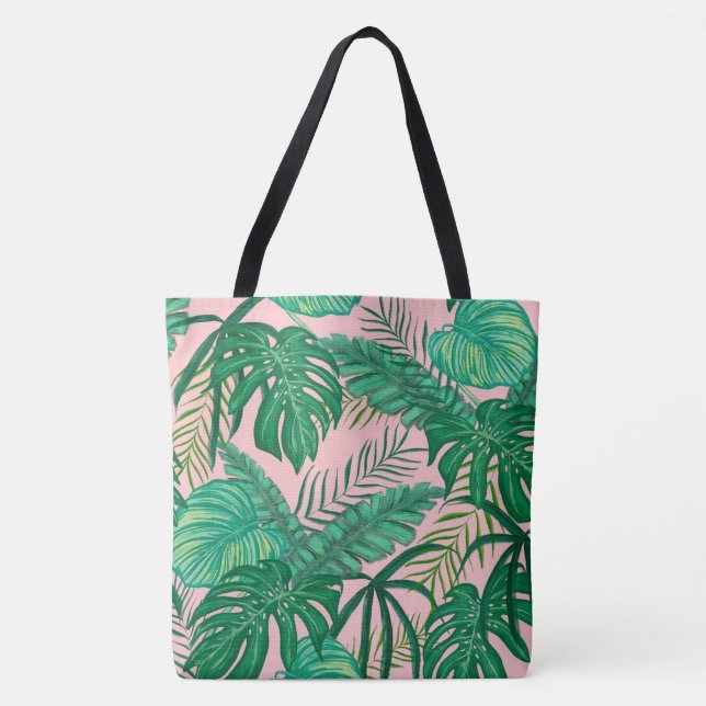 Bolso De Tela Hojas Tropicales (Anverso)
