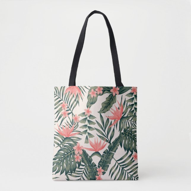 Bolso De Tela Hojas tropicales, alegres tapices de playa. (Anverso)