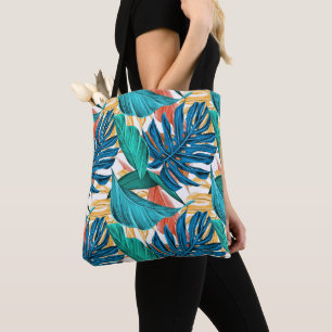 Bolso De Tela Hojas tropicales coloridas, diseño de patrones exó