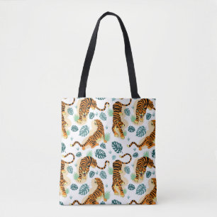 Bolso De Tela Hojas tropicales de los Tigres: Ilustracion de épo
