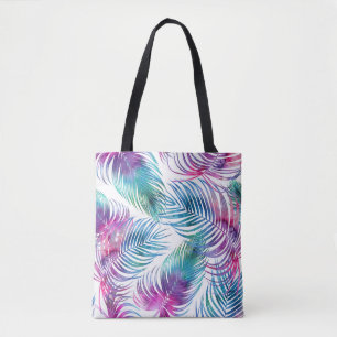 Bolso De Tela Hojas tropicales de palma, acuarela floral.