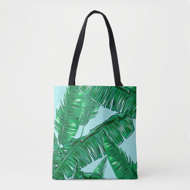 Bolso De Tela Hojas tropicales de palmera sin costura de patata  (Anverso)