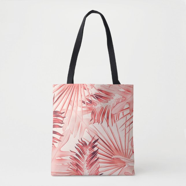 Bolso De Tela Hojas tropicales de palmeras, patrón hawaiano eleg (Anverso)