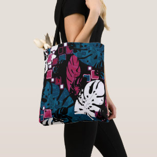 Bolso De Tela Hojas tropicales de selva sin foco monstera palmab