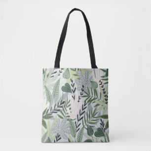 Bolso De Tela Hojas Tropicales: Impresión Vintage de mano.
