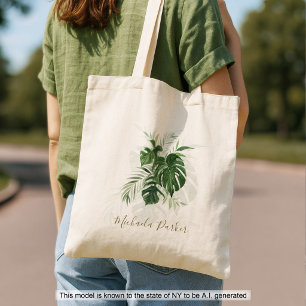 Bolso De Tela Hojas tropicales modernas personalizadas