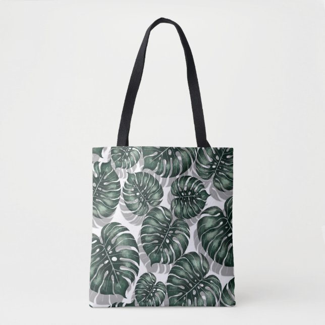 Bolso De Tela Hojas tropicales, monstera de la jungla (Anverso)