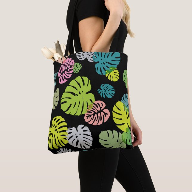 Bolso De Tela Hojas tropicales multicolores 2 (Detalle)