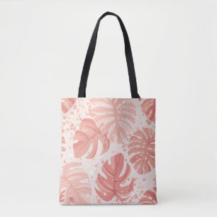 Bolso De Tela Hojas tropicales: patrón de cosecha a mano.
