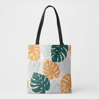 Bolso De Tela Hojas tropicales: Sello de jungla vintage