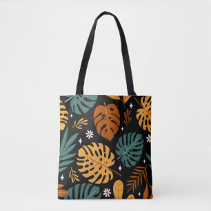 Bolso De Tela Hojas tropicales: sin costura.