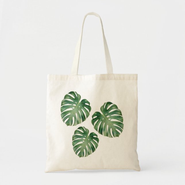 Bolso De Tela Hojas tropicales verdes de Monstera (Frente)