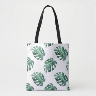 Bolso De Tela Hojas tropicales verdes, patrón de acuarela
