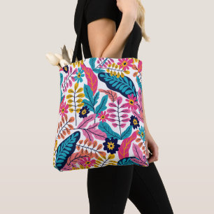 Bolso De Tela Hojas Tropicales Vibrantes y Botánica Exótica