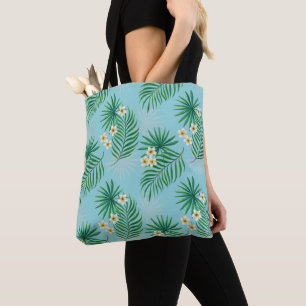 Bolso De Tela Hojas tropicales y flores