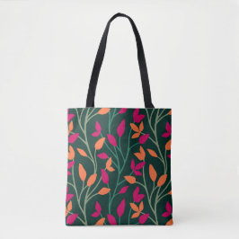 Bolso De Tela Hojas verdes oscuras botánicas vibrantes y chic
