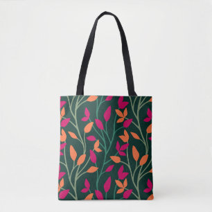 Bolso De Tela Hojas verdes oscuras botánicas vibrantes y chic