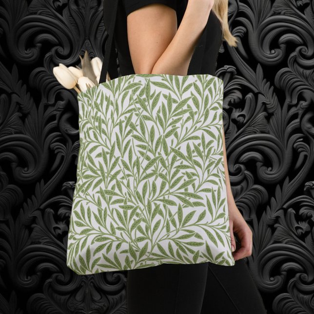 Bolso De Tela Hojas victorianas de William Morris (Vintage Victorian Willow Leaves by William Morris All-Over-Print Tote Bag)