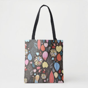 Bolso De Tela Hojas y aves otoñales.