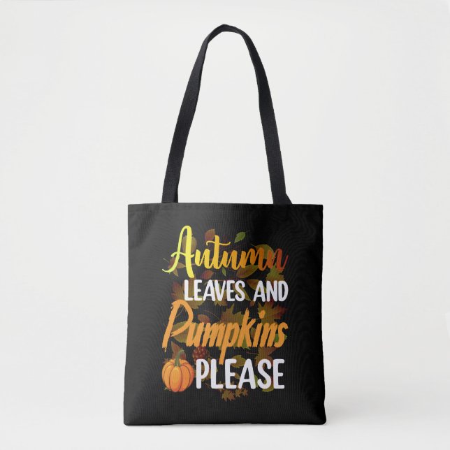 Bolso De Tela Hojas y calabazas de otoño por favor halloween div (Anverso)