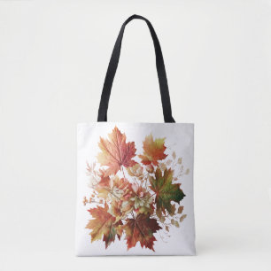 Bolso De Tela Hojas y flores de otoño en el arte de Bouquet en o