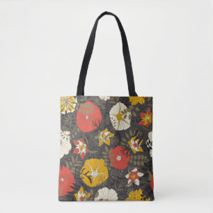Bolso De Tela hojas y flores personalizados sobre un fondo oscur