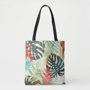 Bolso De Tela Hojas y flores tropicales: Patrón vibrante