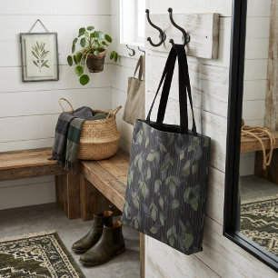 Bolso De Tela Hojas y rayas tejidas noir