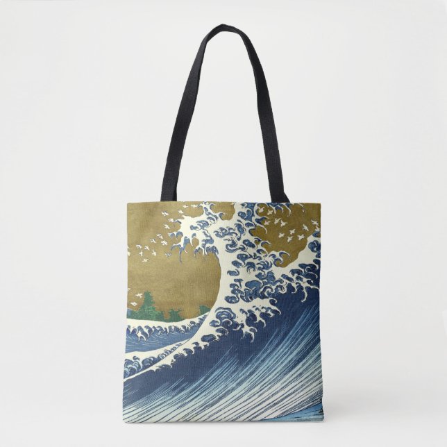 Bolso De Tela Hokusai Gran Ola Arte Japonés (Anverso)