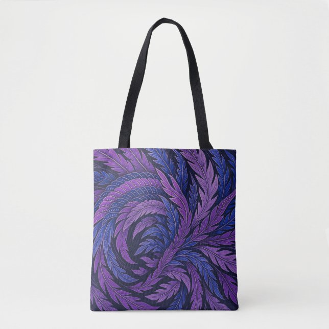 Bolso De Tela Hokusai Phoenix Tote Purple Feather Japan Art (Anverso)