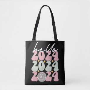 Bolso De Tela Hola 2024 Groovy Feliz Año Nuevo Navidad