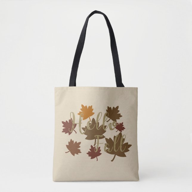 Bolso De Tela Hola acuarela otoño hojas otoño octubre (Anverso)