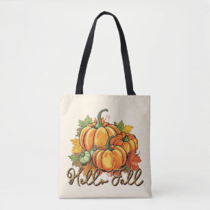 Bolso De Tela Hola Caída - Parche De Calabaza Acogedor